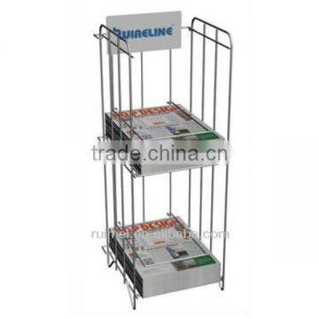 2 Tiers Floor Standing Newspaper Magazine Display Rack photo-3