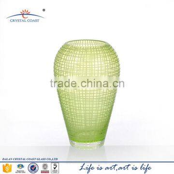 Hand Blown Home Goods Antique Green Glass Vases photo-2