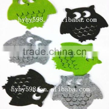 #14062002 cut owl shaped cup mats, felt pad