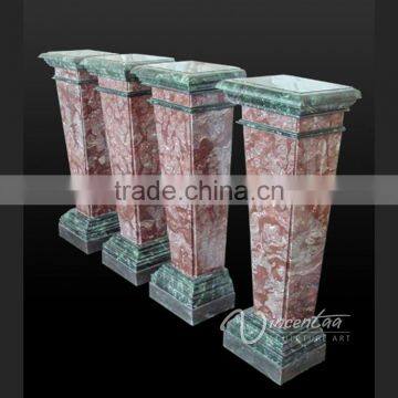 mixed color home decoration square carved marble pedestal base