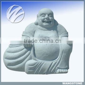 Large white stone carving laughing buddha statue