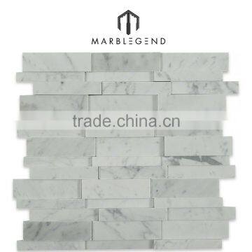 Strip chip natural white marble mozaic tile