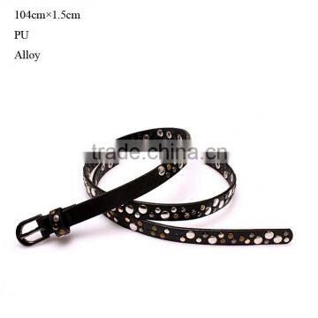 Wholesale Rivet Decorated Sex Women Lady Thin PU Waist Belt photo-2