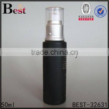 cosmetic packaging best sale 50ml black frosted lotion glass bottle with matte silver aluminum pump pet cover china suppliers