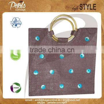 Gift bag with design with wooden round shape cane handle