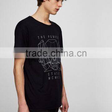 100% Cotton Fashion Design Custom Printing Shirts Mens Black T-shirt photo-4