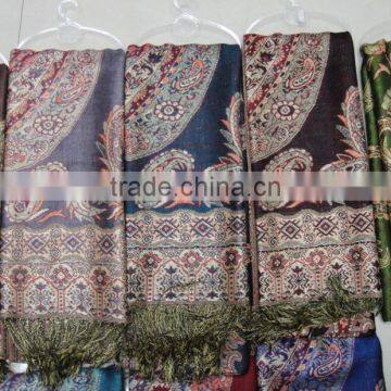 Fashion Australian Lady Classic Jacquard Paisley Floral Large Pashmina Viscose Shawl photo-6