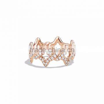 Rose Gold Plated CZ Studded Crown Shape Fashion Ring