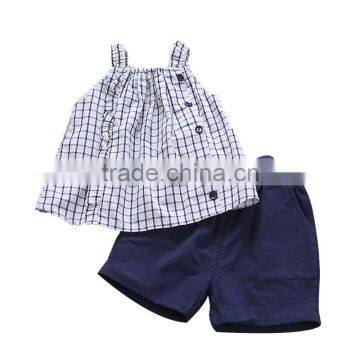 Kids new outfit summer baby plaid shirt cotton summer baby thin section shorts two pieces set