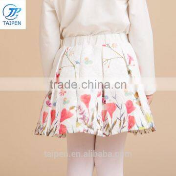 2017 Spring Girls Fashion Pleated Skirt Fancy Flower Printed Elastic Waist Children's Short Skirt photo-4