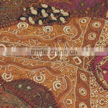 Chocolate Ethnic Floor Cushion India Euro Handmade Embellished Sari Pillow Case photo-3
