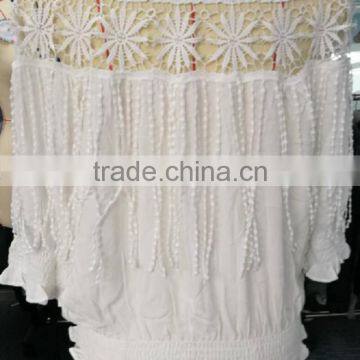 Latest Fashion White Color Latest Net Designs Lace 3/4 Sleeve Lady Blouse for Sale photo-2