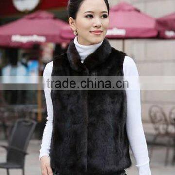 Dark grey color imitation rex rabbit faux fur vest for ladies