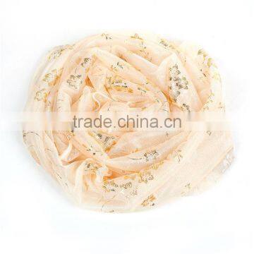 Imitation Silk Scarves & Wraps Rectangle Golden Beige Flower Scarf Factory China photo-3