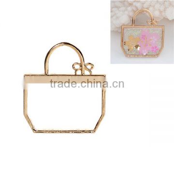 Zinc Based Alloy Open Back Bezel Pendants For Resin Bag Gold Plated