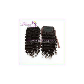 Unprocessed Ponytail 100g Natural Color Deep Wave Virgin Brazilian Ponytail Human Hair