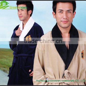 Thicken cotton bathrobe 2 layer cotton fiber robes Boy shawl style bathing robes men night robes