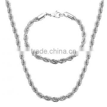 Stainless Steel Twist Rope Chain Necklace Bracelet for Men Silver Gold Rose Gold Black Tone