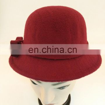 Custom cheap 100% fur felt formal party Fedora hat with bowknot