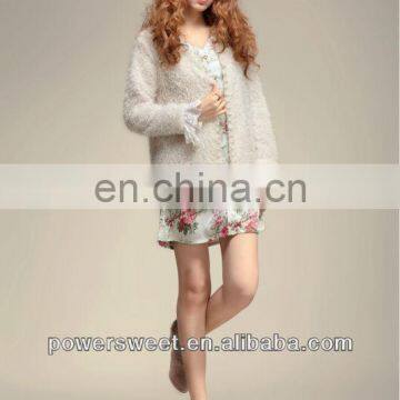 Top quality luxuary white lamb wool coat for young giral