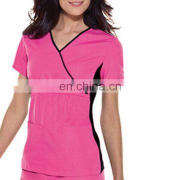 Women's Short Sleeve Hospital Scrub Suit Uniform Top