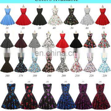 Grace Karin Many Colors Sleeveless Cotton Cheap Short 50s Retro Print Dress CL6086-17# photo-5