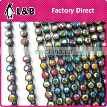 3mm plastic crystal ab strass chain trimming for garment accessory