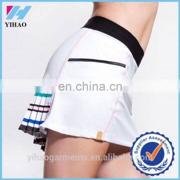 Yihao Custom Women White Tennis Skirt Sportswear Badminton Wear Dress Wholesale