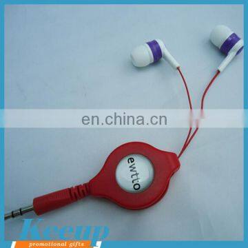 Wholesale Earphone with Retractable Cord for Promotion