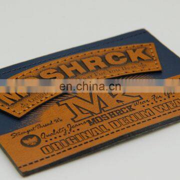 Fashion rectangle size pu label garment leather patch for garment