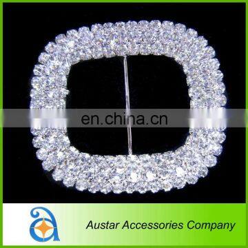 60x70mm rectangle 3 Rows clear rhinestone crystal Diamante Ribbon slider buckle for chair sash covers wedding