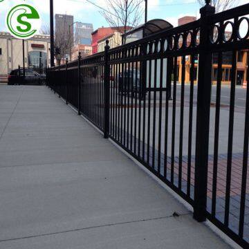 Galvanized steel picket fence hard used wrought iron fencing for sale