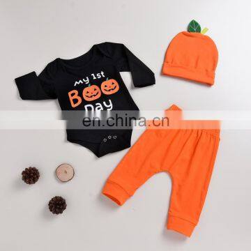 Baby Clothes Outfits Pumpkin Printed Top And Orange Pants Long Sleeve Autumn Halloween Baby Boy Girl Baby Romper Set