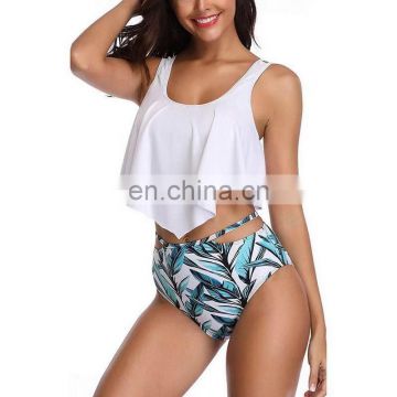 2019 New Sexy Women Bikini Set Mujer Ruffle Floral Printed Swimsuit Push Up High Waist Bikini Biquinis Brazilian Swimwear Summer