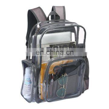 Heavy Duty Waterproof Clear PVC Backpack Transparent School Bag With Grey Trim photo-4