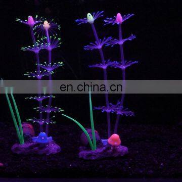 Artificial Fish Tank Coral-Aquarium Decoration Fish Tank Decoration Ornament Glowing Effect Silica GEL String Feather Coral