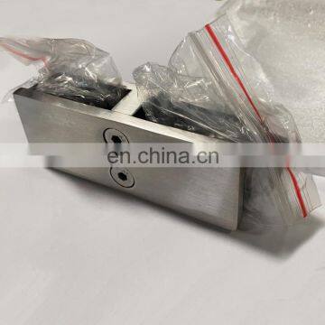 Stainless Steel Handrail Stair Railing Fittings Hardware Rectangular square Glass to Glass Door Hinge Clamp