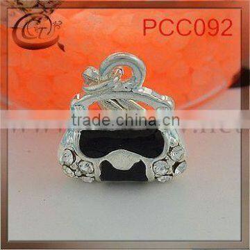Fashional Design Black Handbag Alloy Charms Pendant With Diamond photo-1
