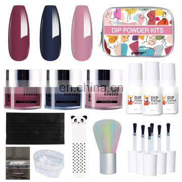 2021 New Idea Black Red Color Dipping Powder Manufactured Nail Dip Powder Set