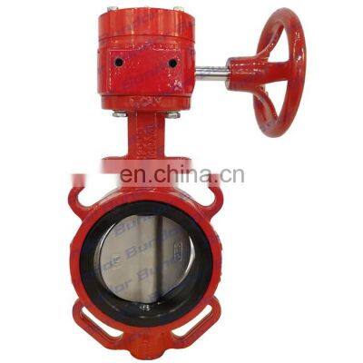 Bundor Gearbox Operated Grooved CE EAC ISO TS approved Worm Gear Wafer Signal Butterfly Valve