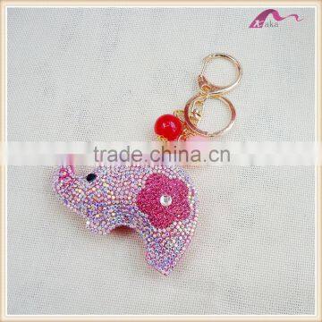 New Designs Crystal Elephant Animal Keychain With Beads Promotional