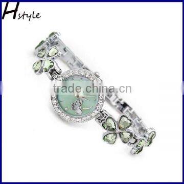 Fashion Vogue Clover Crystal Geneva Ladies Watch Ladies Fancy Wrist Watches Green WP024
