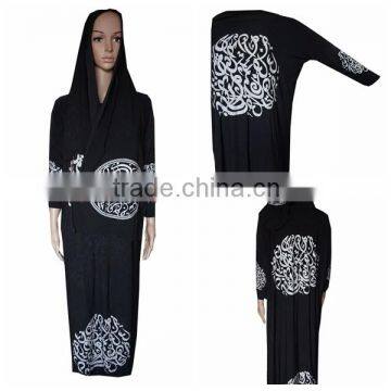 NY216 HOT Newest Printed Arabic words jubbah LONG MUSLIM PRAY ABAYA