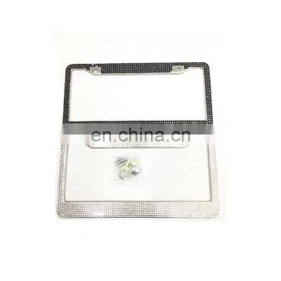 Guangzhou Car Parts Universal Chrome Luxury Crystal Bling Stainless Steel License Plate Frame photo-2