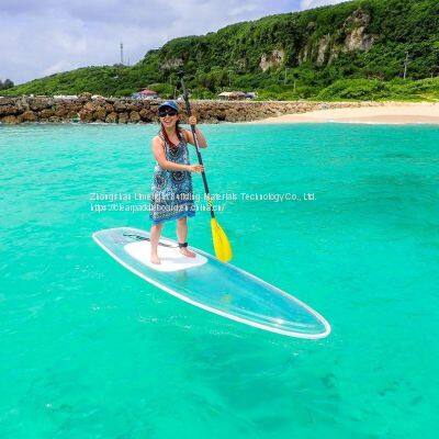 100% transparent clear paddle board crystal SUP paddleboard with paddle and ankle leash for water sport adventure