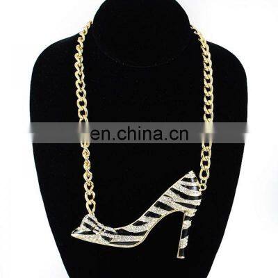 Women's Fashion Stainless Steel Custom Enamel Jewelry High Heel Shoes Charms Sweater Necklace photo-2