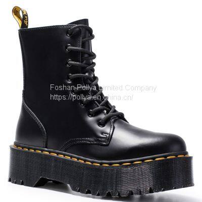 Jadon High Top Thick Bottom 8 Hole Martin Side Zipper English Women's Short Boots Sponge Bottom Lacing Work Boots photo-2