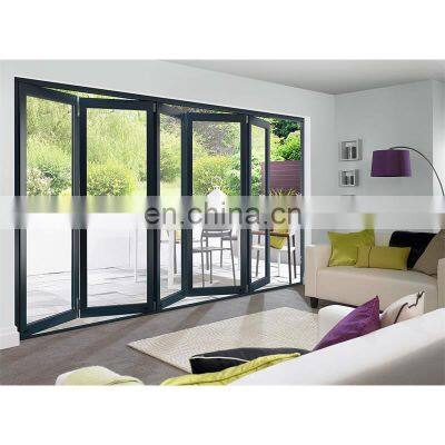 Low-E Glass Insulated Bi Fold Door Aluminum Accordion Glass Folding Doors