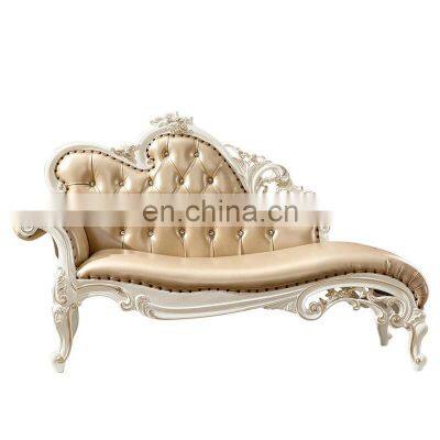 Italian antique chaise lounge genuine leather relax living room sofa chair