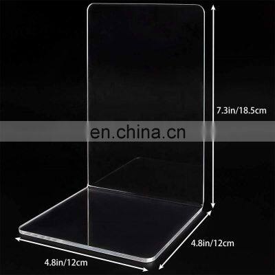 Clear Desktop Acrylic Bookends Shelves Acrylic Book Stopper Plastic Bookends for Home Office Library